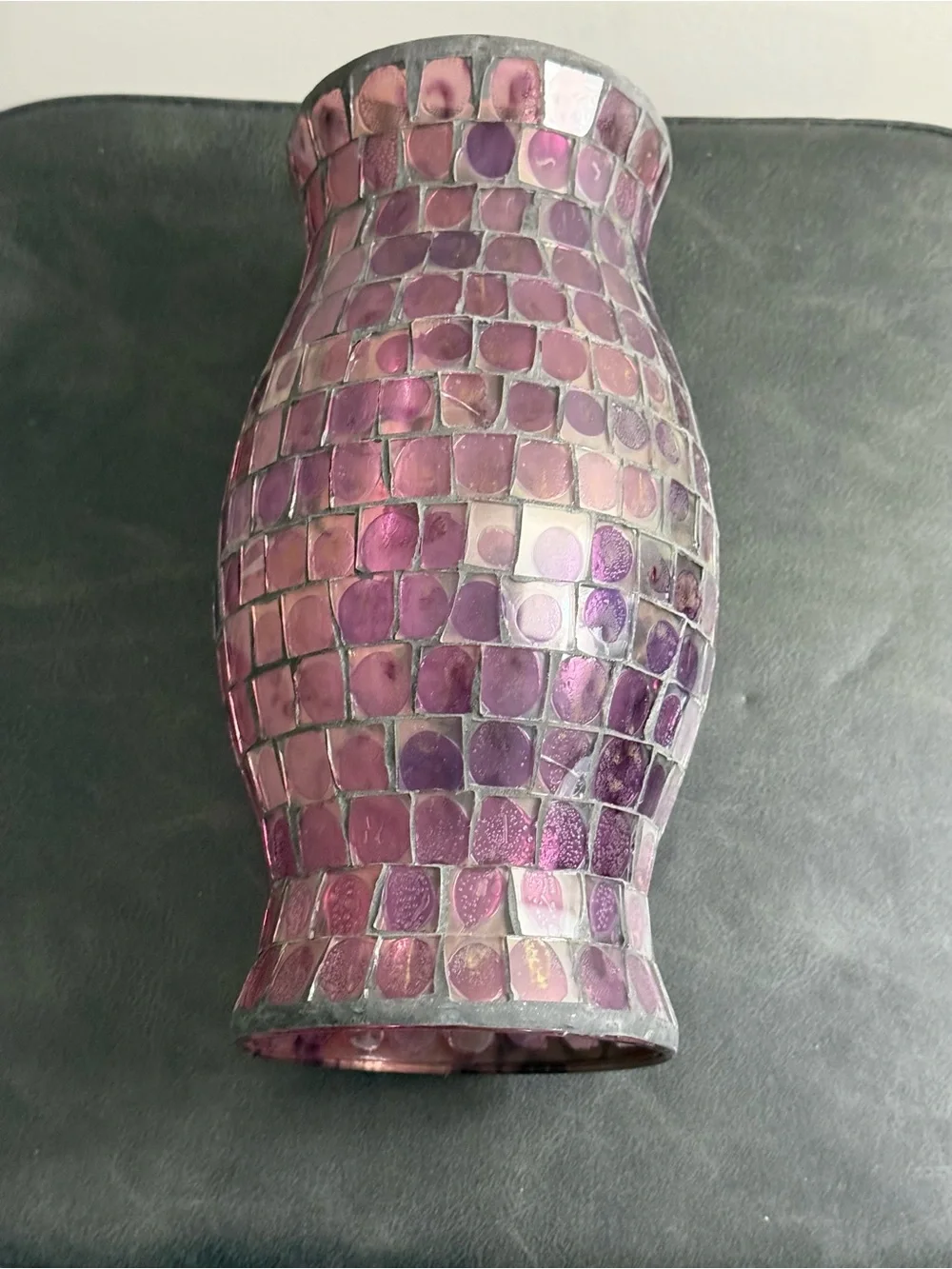 Purple Mosaic Glass Hurricane Candle Cover